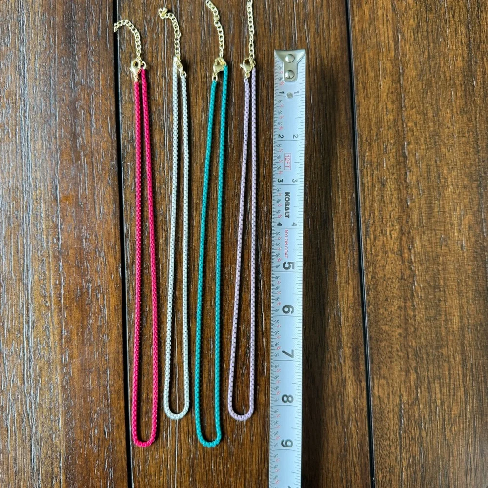 14k Plated Enameled Colorful Chain Necklaces - Picture 11 of 11